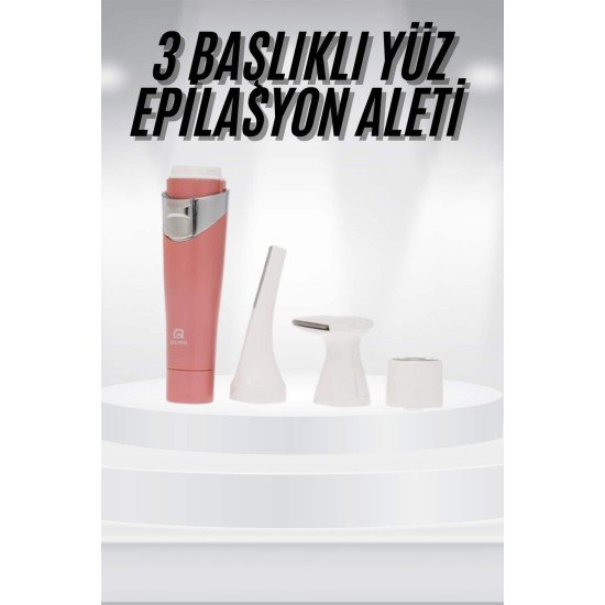 3 Başlıklı Yüz Kaş Epilasyon Aleti Değiştirilebilir Başlık Hassas Ciltlere Uygun 3 Başlıklı Yüz Kaş Epilasyon Aleti Değiştirilebilir Başlık Hassas Ciltlere Uygun