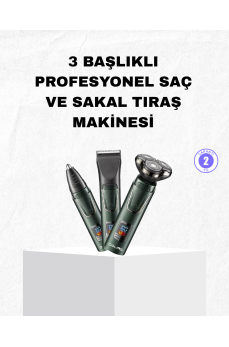 Şarjlı ve Kablosuz 3 Başlıklı Profesyonel Bakım Seti – Saç, Sakal, Burun ve Kulak Düzeltici