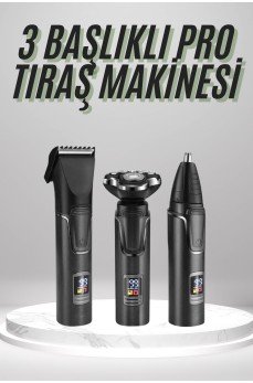 Dijital Göstergeli 3 Başlıklı Tıraş Makinesi Islak Kuru Lazer Öncesi Günlük