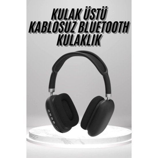 Kulak Üstü Kablosuz Bluetooth Kulaklık Yumuşak Süngerli SD Kart Girişli Kulak Üstü Kablosuz Bluetooth Kulaklık Yumuşak Süngerli SD Kart Girişli