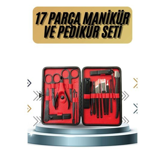 17 Parça Manikür Pedikür Seti El Ayak Bakım Seti Tırnak Makası Törpü