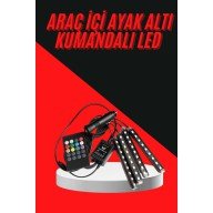 12 Ledli RGB Işıklı Araç Içi Ayak Altı Led Oto Ampul Kumandalı 7 Renk