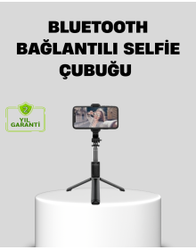 Bluetooth Selfie Çubuğu – 360° Dönebilen Başlık, Kablosuz Bağlantı