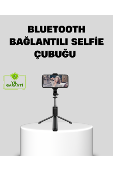 Bluetooth Selfie Çubuğu – 360° Dönebilen Başlık, Kablosuz Bağlantı