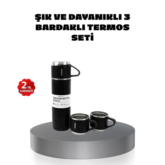 500 ml Paslanmaz Çelik Termos Seti – Sızdırmaz, Vakumlu, Isı Koruma Özellikli, Taşınabilir Termos
