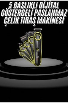 Saç Sakal Şekillendirici Tıraş Makinesi 5 Başlıklı Paslanmaz Çelik Bıçaklı Unısex