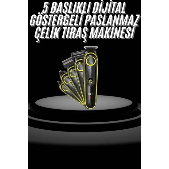 Saç Sakal Şekillendirici Tıraş Makinesi 5 Başlıklı Paslanmaz Çelik Bıçaklı Unısex Saç Sakal Şekillendirici Tıraş Makinesi 5 Başlıklı Paslanmaz Çelik Bıçaklı Unısex