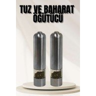 Işıklı Otomatik Tuz ve Karabiber Öğütücü Baharat Öğütücü