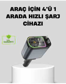 Araç Şarj Cihazı 66W 4 Portlu Hızlı Şarj ve LED Işıklı