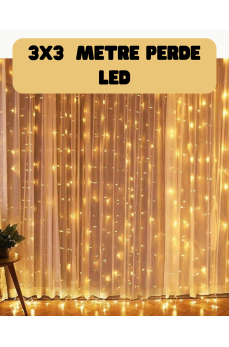 3x3 Metre Perde LED Işık Sıcak  Şelale Tasarım Dekoratif Aydınlatma