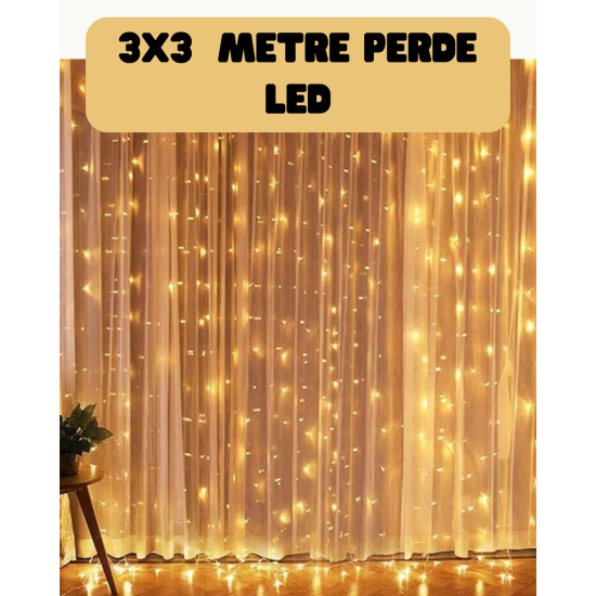 3x3 Metre Perde LED Işık Sıcak Şelale Tasarım Dekoratif Aydınlatma 3x3 Metre Perde LED Işık Sıcak Şelale Tasarım Dekoratif Aydınlatma