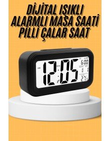 Dijital Masa Saati Takvim Çalar Saat Alarmlı Işıklı Led Ekran Pilli