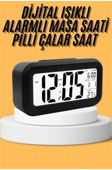 Dijital Masa Saati Takvim Çalar Saat Alarmlı Işıklı Led Ekran Pilli