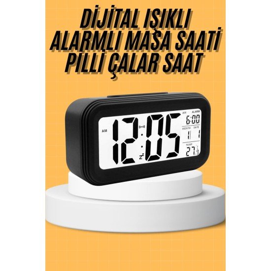 Dijital Masa Saati Takvim Çalar Saat Alarmlı Işıklı Led Ekran Pilli Dijital Masa Saati Takvim Çalar Saat Alarmlı Işıklı Led Ekran Pilli