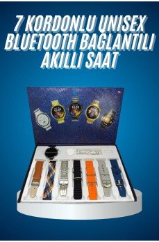 Dijital Göstergeli Kulaklık ve 7 Kordonlu Akıllı Saat Android ve İOS Uyumlu Uyku Takibi Sesli Görüşme