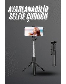 Selfie Çubuğu Tripod Bluetooth Kumandalı Selfie Çubuğu Telefon Tutucu