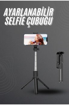 Selfie Çubuğu Tripod Bluetooth Kumandalı Selfie Çubuğu Telefon Tutucu