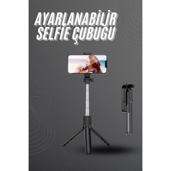 Selfie Çubuğu Tripod Bluetooth Kumandalı Selfie Çubuğu Telefon Tutucu