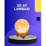 16 Renkli 3D Baskılı Ay Lambası Ahşap Standlı ve Uzaktan Kumandalı