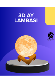 16 Renkli 3D Baskılı Ay Lambası Ahşap Standlı ve Uzaktan Kumandalı