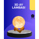 16 Renkli 3D Baskılı Ay Lambası Ahşap Standlı ve Uzaktan Kumandalı