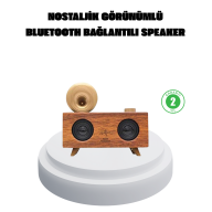 Çift Hoparlörlü Bluetooth Gramofon Speaker – FM Radyo, USB, SD Kart ve AUX Girişli