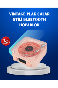 Retro Saatli Bluetooth Hoparlör – Gece Lambalı Kristal Ses Kalitesi