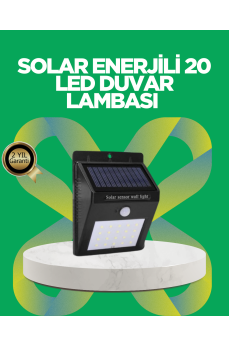 Solar Enerjili 20 LED Hareket Sensörlü Duvar Lambası
