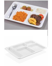 1 Adet  5 Bölmeli Kırılmaz Tabldot Tabak Self Servis Yemekhane Okul Lokanta Tabildot (40 cm x28 cm)