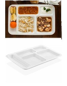 1 Adet  5 Bölmeli Kırılmaz Tabldot Tabak Self Servis Yemekhane Okul Lokanta Tabildot (40 cm x28 cm)