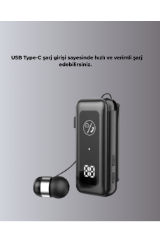 İçi Sarılabilen Kablo ve Yaka Klipsli Bluetooth Kulaklık İçi Sarılabilen Kablo ve Yaka Klipsli Bluetooth Kulaklık