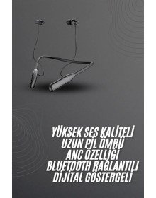 100 Saat Bluetooth Kulaklık Dijital Göstergeli ANC Özelliği Kablolu