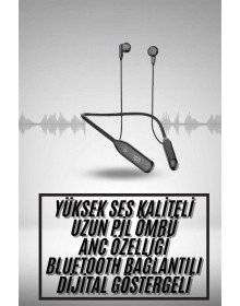100 Saat Kablolu Boyun Askılı Dijital Göstergeli Bluetooth Kulaklık