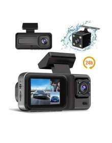 1080P 3 Lensli WİFİ Araç İçi Kameralı Ekran DVR Kaydedici Gece Görüşlü