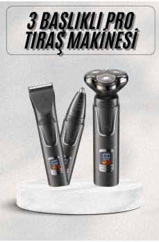 Yüksek Performanslı 3 Başlıklı Profesyonel Şarjlı Islak ve Kuru Kullanıma Uygun