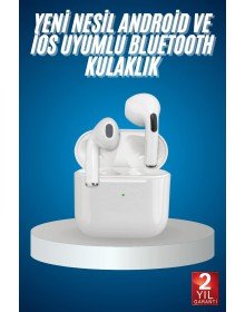 Bluetooth Kulaklık Beyaz Çağrı Cevaplama Dokunmatik Kontrol Kablosuz