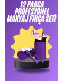 12 Parça Makyaj Fırça Seti Profesyonel Fondöten Allık Far Kontür Fırçası