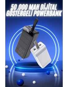 50.000 Mah Powerbank Turbo Hızlı Led Göstergeli Android İOS Uyumlu Taşınabilir Askılı