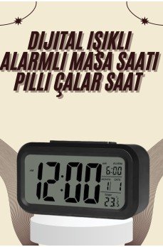 Dijital Masa Saati Termometreli Takvim Çalar Saat Led Ekran Pilli