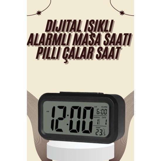 Dijital Masa Saati Termometreli Takvim Çalar Saat Led Ekran Pilli Dijital Masa Saati Termometreli Takvim Çalar Saat Led Ekran Pilli