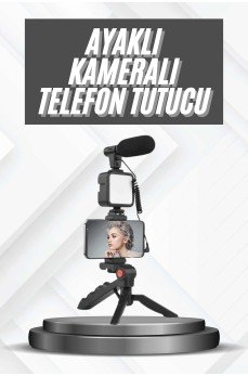 Telefon Tutucu Mikrofonlu Işıklı Youtuber Video Kayıt