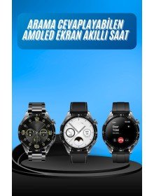 Amoled Ekran 3 Kordonlu Akıllı Saat 5.0 Bluetooth Bağlantılı Android ve İOS Uyumlu