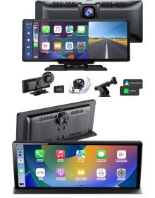 4K 10.2 İnç Çift Kameralı Araç Multimedya Ekranı CarPlay Kablosuz Tüm Cihazlara Uyumlu