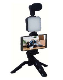 Telefon Tutucu Mikrofonlu Işıklı Youtuber Video Kayıt