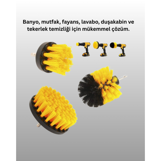 3 Parça Matkap Ucu Temizlik Fırçası Dayanıklı Naylon Kıllı