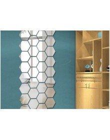 12 Adet Orta Boy Yapışkanlı Dekoratif Akrilik Ayna Altıgen