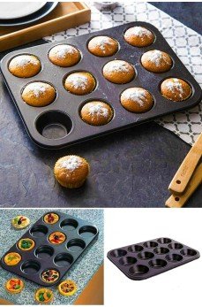 12 Bölmeli Metal Yapışmaz Muffin Kek Kalıbı