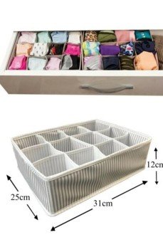 12 Bölmeli Pratik Bölmeli Çekmece Düzenleyici Organizer(İç Çamaşırı Kravat Çorap Düzenleyici)
