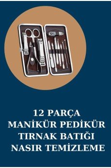 12 Parça Manikür Pedikür Seti Özel Deri Çanta El Ayak Bakımı Akne ve Sivilce Temizleme