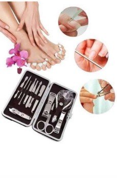 12 Parça Paslanmaz Çelik Kompakt ve Taşınabilir Manikür Makası Tırnak Makası
